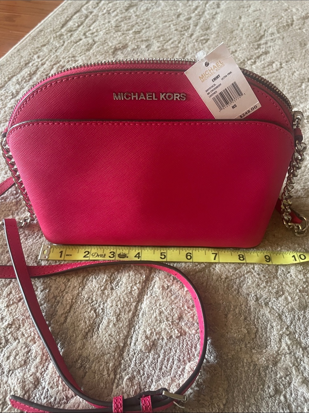 Michael Kors Pink Saffiano Crossbody Bag with Chain Strap